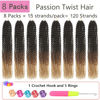 Picture of Ombre Passion Twist Hair 24 Inch 8 Packs Passion Twist Crochet Hair For Women Water Wave Braiding Hair Long Spring Twist Hair Synthetic Hair Extension (24 Inch (Pack of 8), 1B/30/27)