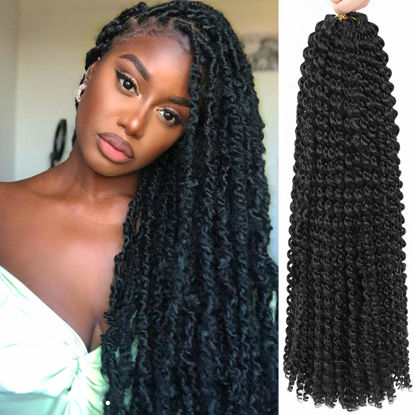 Picture of Passion Twist Hair 18 Inch 8 Packs Water Wave Crochet Hair Curly Braiding Hair Long Bohemian Spring Twist Hair For Butterfly Locs Crochet Braids Synthetic Hair Extension (18 Inch (Pack of 8), 1B#)