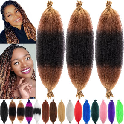 Picture of 3 Packs Springy Afro Twist Hair 10 inch 1B30273 Pre-Separated Kinky Marley Twist Braiding Hair Soft Crochet for Distressed Faux Locs Spring Twist Hair for Women (10 Inch (Pack of 3), 1B3027#)