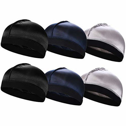 Picture of 6PCS Silky Stocking Wave Cap for Men, Good Compression Over Durag