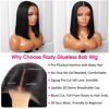 Picture of Flady Put on and Go Glueless Wigs Human Hair Pre Plucked Pre Cut Lace 12 inch Bob Wig Human Hair 13X4 HD Straight Lace Front Wigs Human Hair 150% Density Glueless Frontal Bob Wigs For Black Women