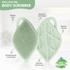 Picture of Sndyi Silicone Body Scrubber, Gentle Exfoliating Body Scrubber for Sensitive Skin, Leaf Shaped Shower Scrubber for Body with Lathering Bristles, Silicone Loofah Body Brush for Showering, Green