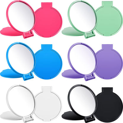 Picture of Jetec Compact Mirrors Bulk Gifts Mini Vintage Travel Round Folding Mirrors Small Portable Pocket for Women Gifts Party Favors(Classic Colors,12 Pieces)