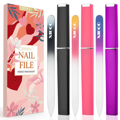 Picture of Glass Nail File, Nail File, 3 Pack Premium Glass Nail File with Case, Crystal Nail File, Professional Salon Manicure Tool for Natural Nails, Gift for Women and Girls, by XIPOO