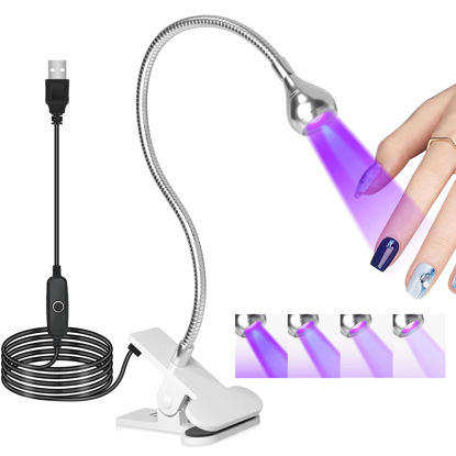 Picture of U V Light for Nails Gooseneck U V Lamp for Gel X Nails Mini Curing Light with Securing Clip Rotatable Flash Cure Light for Gel X Nails for Salon Nail DIY Home (Silver)
