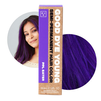 Picture of Good Dye Young Streaks and Strands Semi Permanent Purple Hair Color (PPL Eater) - UV Protective Temporary Conditioning Dye for 15-24+ Washes - Vegan & Cruelty-Free