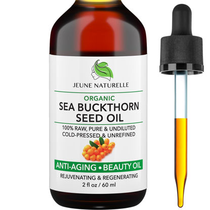 Picture of Jeune Naturelle Sea Buckthorn Oil Organic, From Fruit & Seeds, 100% Pure RAW Virgin Cold-Pressed Undiluted Unrefined, Fast Absorbing, Travel Size, Non-Comedogenic
