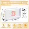 Picture of UIXIZQ Personalized Initial Letter Clear Makeup Bag,Preppy Small Nylon&PVC Cosmetic Zipper Bag with Chenille Letter,Travel Skincare Toiletry Bag,Monogram Pencil Case Pouch Gift for Teen Girls Women,D