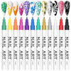 Picture of 12 Color 3D Nail Art Pens Set, Kalolary Nail Polish Pens Nail Point Graffiti Dotting Pen Drawing Painting Liner Brush for DIY Nail Art Beauty Adorn Manicure Tools(A)