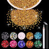 Picture of 5000PCS 2mm Resin Rhinestones in Bulk (Gold), Bedazzling Flatback Crystals for Crafts DIY Nail Decoration, Gems Charms for Tumbler Shoes Clothing Fabric with Pickup Pen and Tweezers