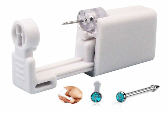 Picture of Self Nose Piercing Gun Self Nose Piercing Gun Kit Safety Nose Piercing Gun Kit Tool (Blue)
