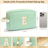 Picture of Travel Makeup Bag Gift for Women Girl Teens Preppy Stuff Cosmetic Bag Set, Cute Make Up Bag With Handle Personalized Initial Makeup Pouch Skin Care with Makeup Brush Bag Letter L (Red&White Stripes)
