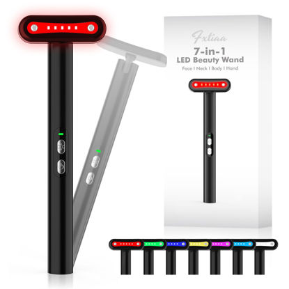 Picture of Fxtiaa Led-Light-Therapy, 7 Color Face Skincare Wand with Facial Massager LED Face Skin Rejuvenation for Face & Neck & Eye Skincare Equipment Red Light Wand
