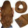 Picture of HOTBANANA Human Hair Clip in Hair Extensions, Copper 120g Clip in Hair Extensions Real Human Hair Straight Remy Hair Clip in Hair Extensions 14 Inch 7pcs