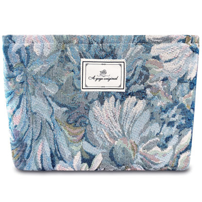 Picture of STARDW Floral Cosmetic Bags Makeup Bags for Women,Travel Makeup Bag Large Aesthetic Makeup Bag,Makeup Organizer Bag Zipper Pouch(Oil Painting Style)