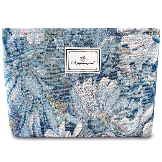Picture of STARDW Floral Cosmetic Bags Makeup Bags for Women,Travel Makeup Bag Large Aesthetic Makeup Bag,Makeup Organizer Bag Zipper Pouch(Oil Painting Style)