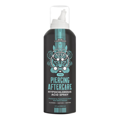 Picture of BASE LABORATORIES Hypochlorous Acid Spray 8oz | Piercing Aftercare Healing Solution for Piercings, Bumps, Keloids & Wounds - Nose, Ears, Belly