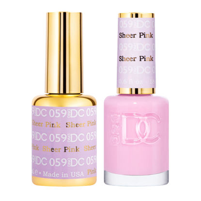 Picture of DND DC Gel Polish Set, Pink Collection, UV/LED Gel Polish and Air Dry Nail Lacquer, Matching Chip-Free Polish Duo, 059 Sheer Pink, 0.5 Fl Oz