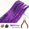 Picture of Hair Tinsel Kit with Tools and Instruction Easy to Use 1000 Strands 47 Inches Glitter Tinsel Hair Extensions for Women and Girls, Sparkling Shinny Fairy Hair Accessories for Christmas New Year Halloween Cosplay Party (Purple)