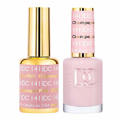 Picture of DND DC Gel Polish Set, Pink Collection, UV/LED Gel Polish and Air Dry Nail Lacquer, Matching Chip-Free Polish Duo, 141 Pink Champagne, 0.5 Fl Oz