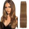 Picture of Lacer Tape In Real Human Hair Extensions, Semi-permanent Remy Human Hair for Women, 20 Pieces 50 Grams, #10 Gold Brown, 16 Inch