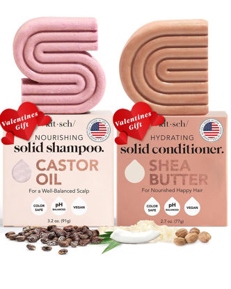 Picture of Kitsch Castor Oil Shampoo & Shea Butter Conditioner Bar - Vegan & All Natural Solid Bar | Hydrating & Moisturizing Soap, Paraben-Free, Made in USA, Valentines Gift - 2pcs
