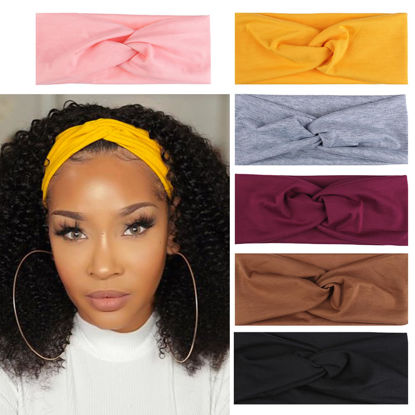 Picture of Kachanaa 6 Pcs Non-Slip Headbands for Women,Boho Hair Bands Soft Cross Elastic Head Bands Hair Accessories,Wear for Yoga Working Out Travel or Running