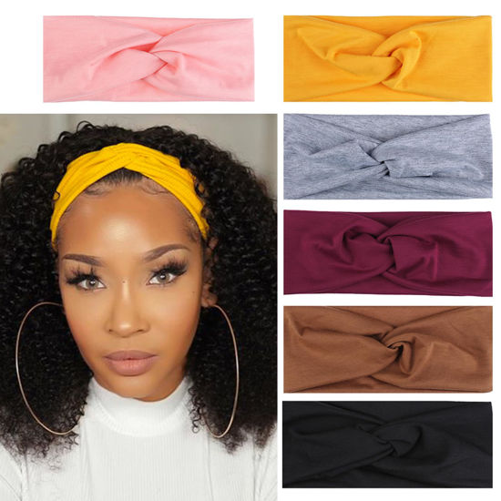 Picture of Kachanaa 6 Pcs Non-Slip Headbands for Women,Boho Hair Bands Soft Cross Elastic Head Bands Hair Accessories,Wear for Yoga Working Out Travel or Running