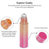 Picture of PrettyCare Roller Bottles For Oils 10 ml (Multicolor Glass, 24 Pack, 2 Extra Stainless Steel Balls, 2 droppers, 1 small brush, 24 Labels, 1 Opener, 1 Funnels Essential Oil Roller Bottles