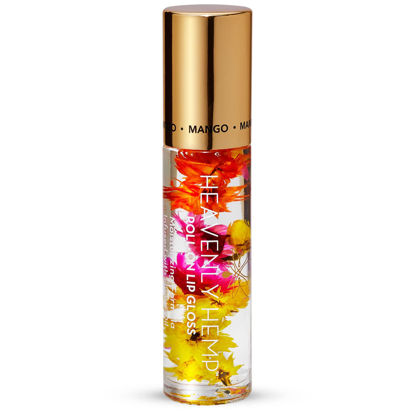 Picture of Blossom Scented Heavenly Hemp Therapeutic Roll on Lip Gloss, Infused with Real Flowers, Made in USA, 0.20 fl. oz./5.9ml, Mango Hemp