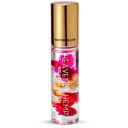 Picture of Blossom Scented Heavenly Hemp Therapeutic Roll on Lip Gloss, Infused with Real Flowers, Made in USA, 0.20 fl. oz./5.9ml, Watermelon Hemp