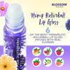 Picture of Blossom Scented Heavenly Hemp Therapeutic Roll on Lip Gloss, Infused with Real Flowers, Made in USA, 0.20 fl. oz./5.9ml, Raspberry Hemp