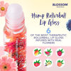 Picture of Blossom Scented Heavenly Hemp Therapeutic Roll on Lip Gloss, Infused with Real Flowers, Made in USA, 0.20 fl. oz./5.9ml, Peach Hemp