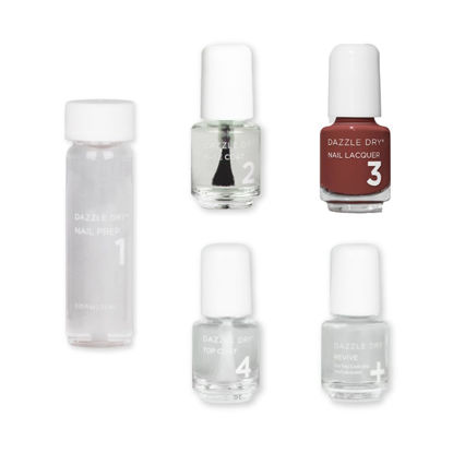 Picture of Dazzle Dry Mini Kit 4 Step System - Cinnamon Spice - A cozy muted red. Full-coverage cream. (5 Piece Kit / 5 Manicures)