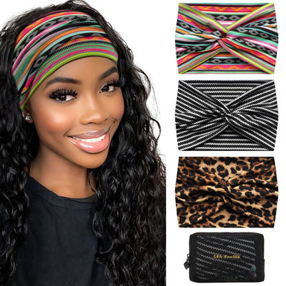 Picture of S&N Remille Wide Boho Headbands for Women Extra Large Turban Headband Hairband Hair Twisted Knot Accessories 3 Pack