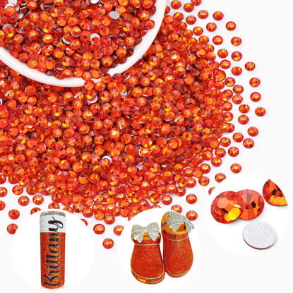 Picture of 2000PCS SS16/4mm Crystal Rhinestones (Orange/Hyacinth), Bedazzling Flatback Glass Rhinestones for Crafting DIY Nail Art Makeup Decoration, Gems Diomand Charms for Tumbler Shoes Clothing Mug