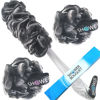 Picture of SHOWER BOUQUET Loofah-Charcoal Back-Scrubber & Bath-Sponge Set // 1 Long-Handle-Back-Brush Plus 2 Extra Large 75g Soft Mesh Loofa-Lufa-Loufa Puff Poufs, Men & Women - Exfoliate with Full Pure Cleanse