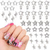 Picture of 40Pcs 7 Styles 3D Pentagram Nail Charms Set 1, Silver Shiny Luxury Star Gems, Crystal Diamond Jewels Studs with Rhinestones for Nail Design, Nail Art Decoration Set for Acrylic Nails