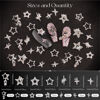 Picture of 40Pcs 7 Styles 3D Pentagram Nail Charms Set 1, Silver Shiny Luxury Star Gems, Crystal Diamond Jewels Studs with Rhinestones for Nail Design, Nail Art Decoration Set for Acrylic Nails