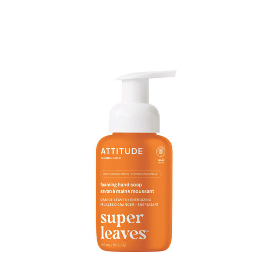 Picture of ATTITUDE Foaming Hand Soap, EWG Verified, Plant and Mineral-Based Ingredients, Vegan and Cruelty-free Personal Care Products, Orange Leaves, 10 Fl Oz