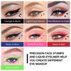 Picture of evpct 7Pcs Colored liquid Eye Liners Face Stamp Cosplay Gothic Makeup Set Kit for Beginners, Black Brown Purple Blue Red Pink Green Star Flowers Heart Moon Triangle Lightning Butterfly Stamps Eyeliner