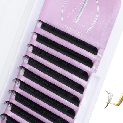 Picture of ALLOVE Eyelash Extension Cashmere Super Easy Fan Volume Lash Extensions 0.03mm C Curl 14mm Rapid Blooming Volume Lashes Self Fanning Lash Extension Supplies