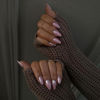 Picture of Light Pink Chrome Press on Nails Medium Almond, KQueenest Iridescent Stiletto Fake Acrylic Nails With Mirror Effect, Pearlescent Glue on Nails False Nails Press ons for Daily Wear