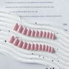 Picture of Light Pink Chrome Press on Nails Medium Almond, KQueenest Iridescent Stiletto Fake Acrylic Nails With Mirror Effect, Pearlescent Glue on Nails False Nails Press ons for Daily Wear