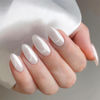 Picture of Translucent Pearl White Chrome Press on Nails Medium Long Almond, KQueenest Ice Iridescent Stiletto Fake Acrylic Nails With Holographic Mirror Effect, Cute Glue on Nails False Nails Press ons in24PCS