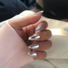 Picture of White Sliver Chrome Press on Nails Medium Almond, KQueenest Mirror Metal Stiletto Fake Acrylic Nails with Bling Design, Reusable Glue on Nails for Daily Party Wear, False Nails Press ons in24 PCS