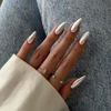 Picture of White Sliver Chrome Press on Nails Medium Almond, KQueenest Mirror Metal Stiletto Fake Acrylic Nails with Bling Design, Reusable Glue on Nails for Daily Party Wear, False Nails Press ons in24 PCS