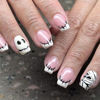 Picture of 24Pcs Halloween Press on Nails Short Square French Tip Fake Nails with Mummy Design Cute False Nails White Nails Tips Glue on Nails Halloween Nails Short Stick on Nails for Women Girls Halloween Decor