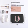 Picture of kdxpbpz A-Z Personalized Cosmetic Bag Monogrammed Makeup Bags Bridesmaid Gifts Custom Toiletry Pouch Gifts for Women Mom Best Friend Sister Bride Bridesmaid (D)