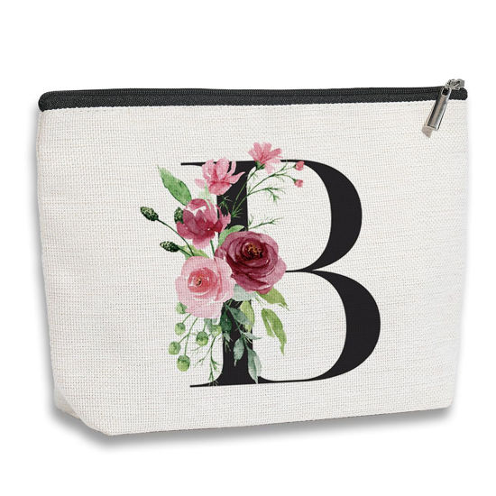 Picture of kdxpbpz Initial Makeup Bag, Personalized Gifts for Women, Bridesmaid Gifts, Birthday Gifts for Women Mom, Gifts for Best Friend, Bride Bridesmaid Cosmetic bag (Letter B)